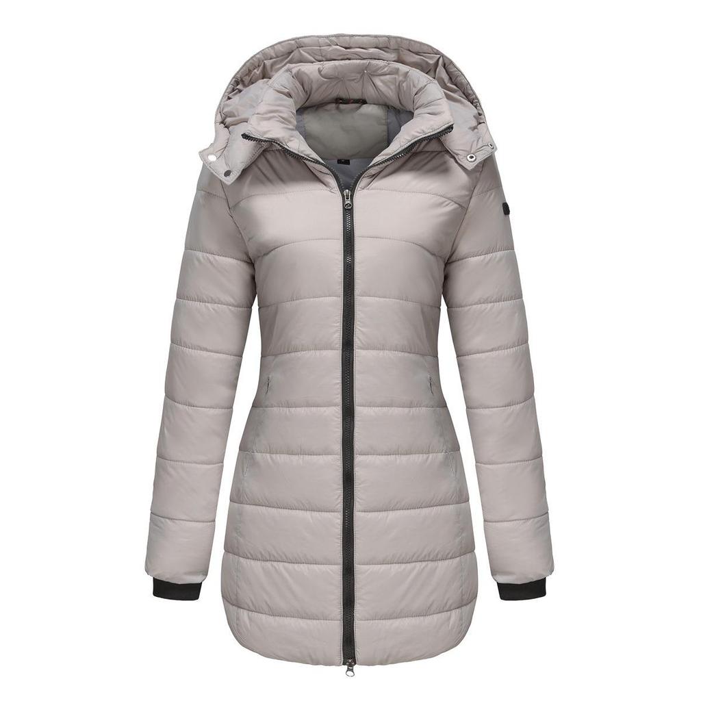 2023 Water-Repellent Cotton Parka with Detachable Hood and Long Sleeves - Warm Autumn/Winter Jacket for Women