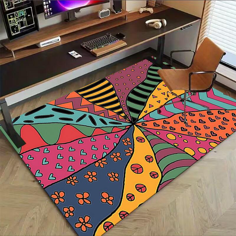 1PC Pattern Shapes Extra Large Non Slip Floor Carpet, Office, Family, Bedroom Large Area Rug Indoor Rugs, Vibrant Colors