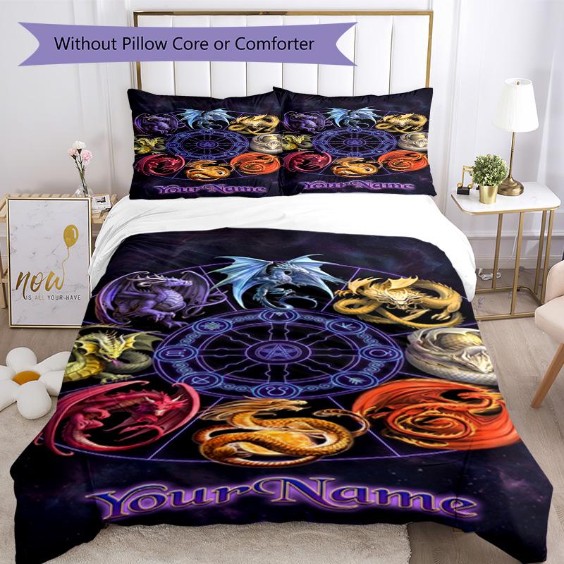 Gothic Illustrations Customize Your Name Bedding Set Breathable Duvet Cover with Pillowcases Home Decoration Birthday Gift