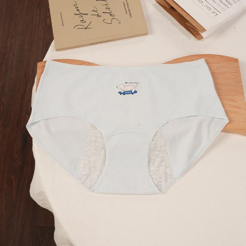 Девочки Весна и Осень Новый Период Чистый Хлопок 10A Антибактериальная Ластовица Дышащая Талия Треугольные Трусы M синий