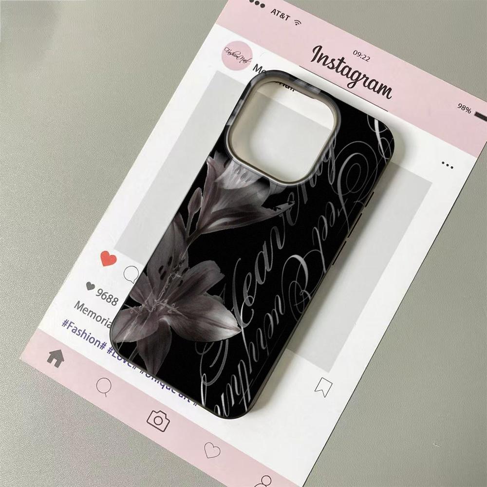Dark Lily Flower Pattern Phone Case For IPhone 11 13 15 Pro 14 16 Plus 12 Pro Max 17Air Case Silicone Soft Clear Cover Shell