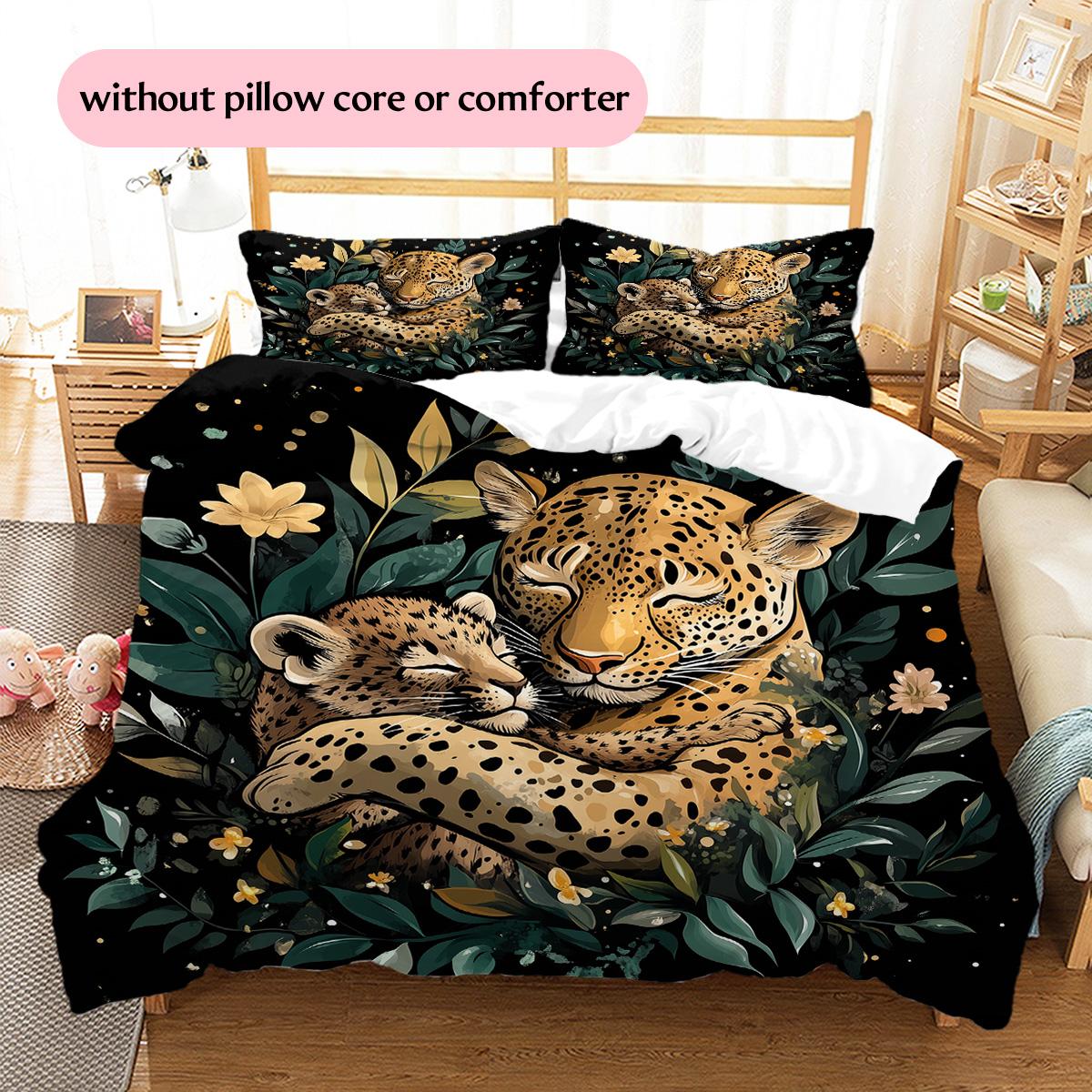 

Hugging Animals Pattern Bedding Quilt Set Quilt Cover Pillowcase Home Decoration Gift (1 * duvet cover + 2 * pillowcase, without core) 135x200cm