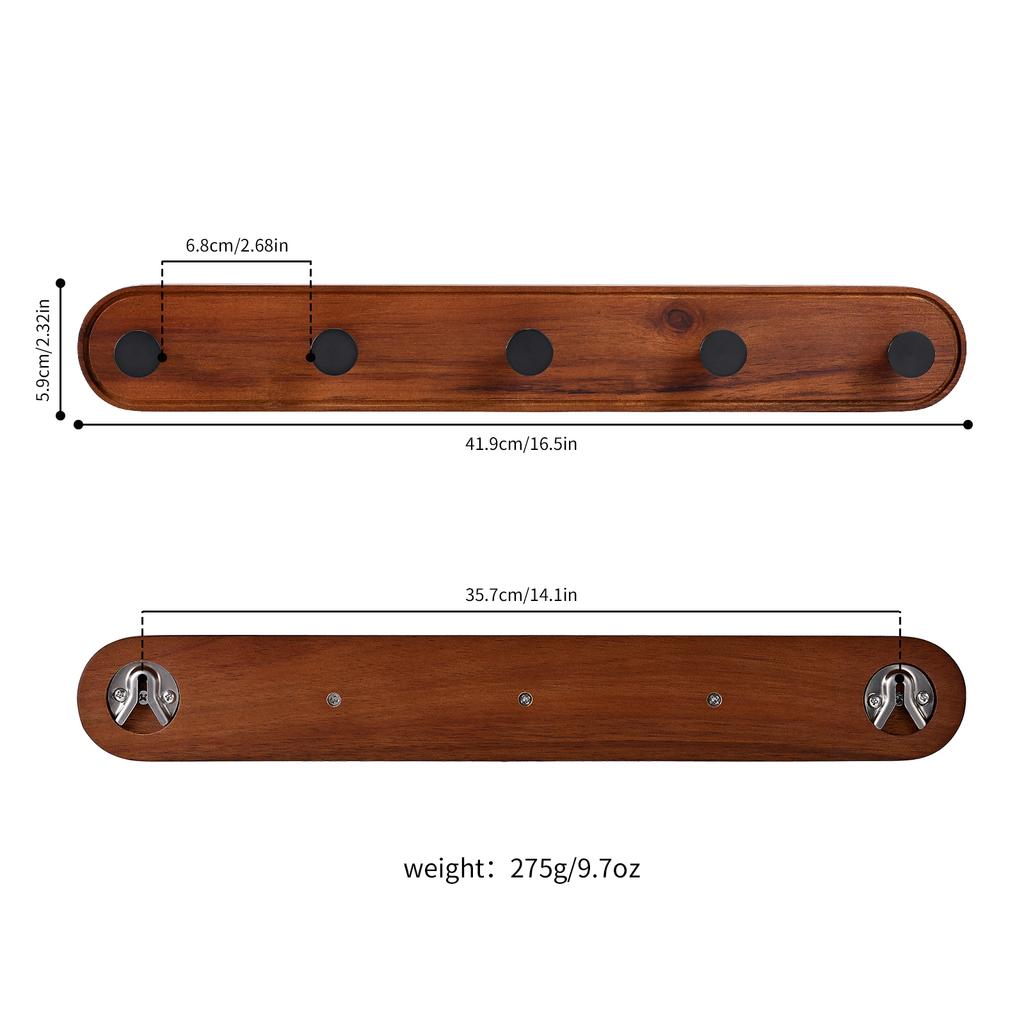 High Quality Multi-Purpose Wall Mounted Aluminum Wood Coat Hook Towel Hook Clothes Rack