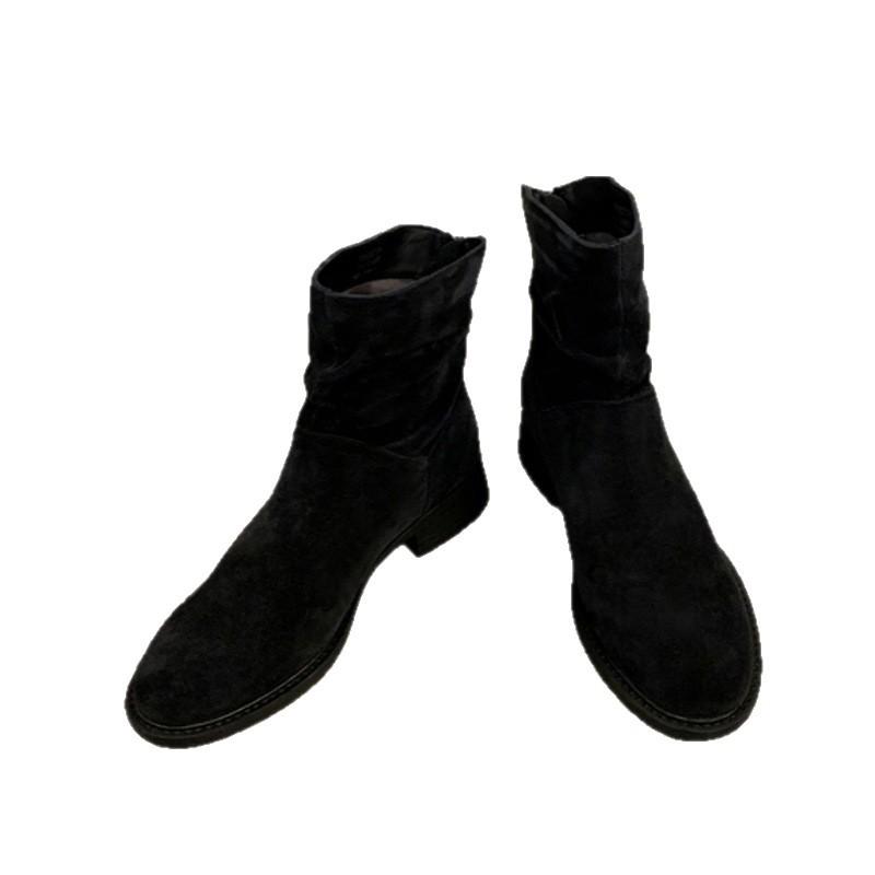 Version behalten~ Star gleiche plissierte Stiefel zum Stapeln 2025 neue dicke Ferse Maillard Mid-Tube Westernstiefel dünne Stiefel