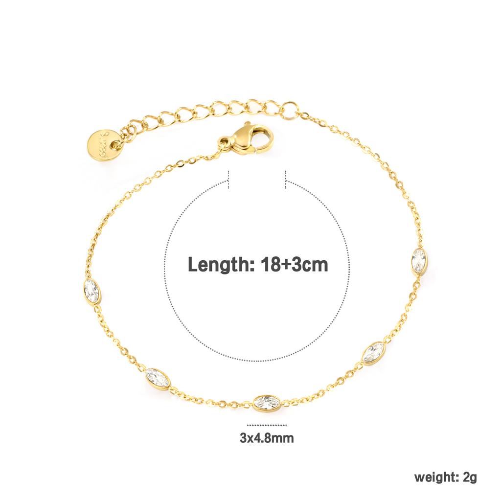 Premium retro emerald diamond bracelet temperament light luxury white zircon geometric stainless steel bracelet women