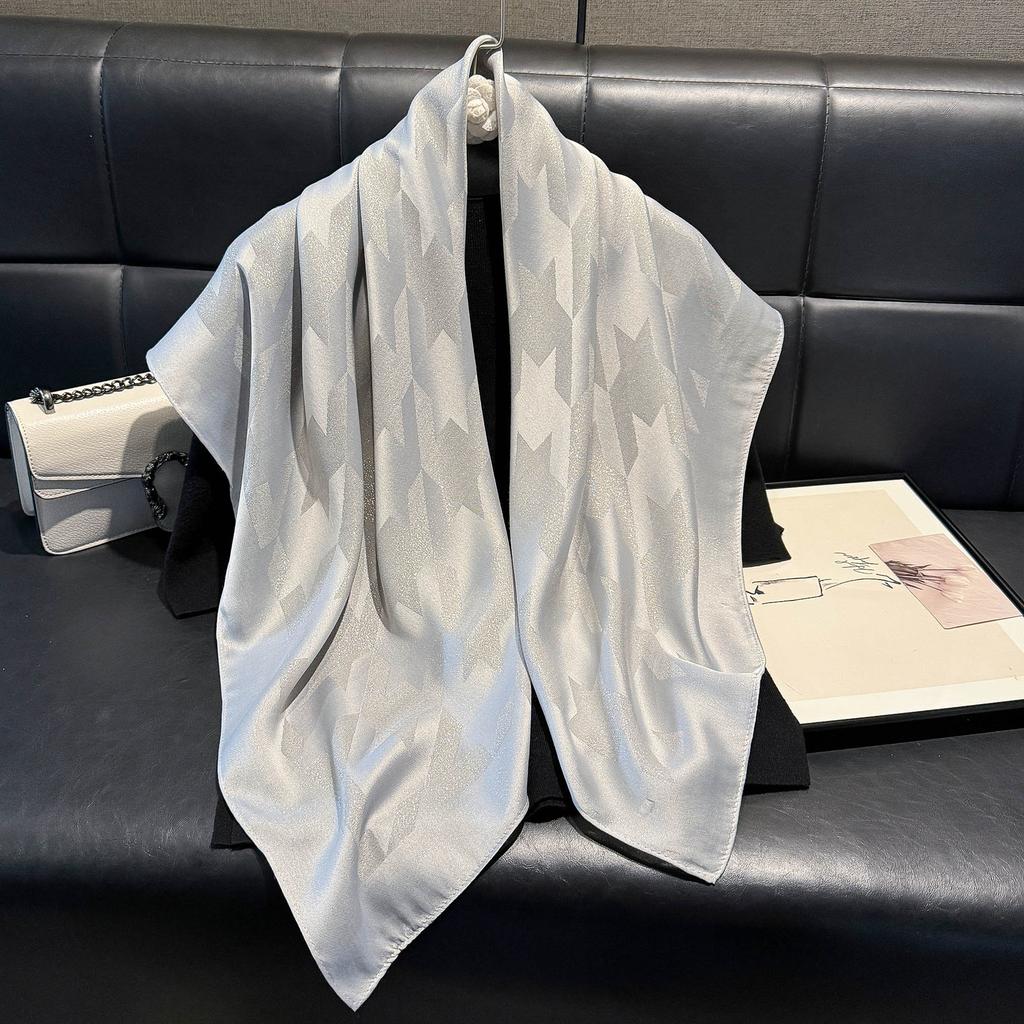 Fashion 90 Square Scarf Women'S Thousand Bird Grid Scarf Middle Eastern Headscarf Versatile Day Silk Cotton Silk Scarf Retro