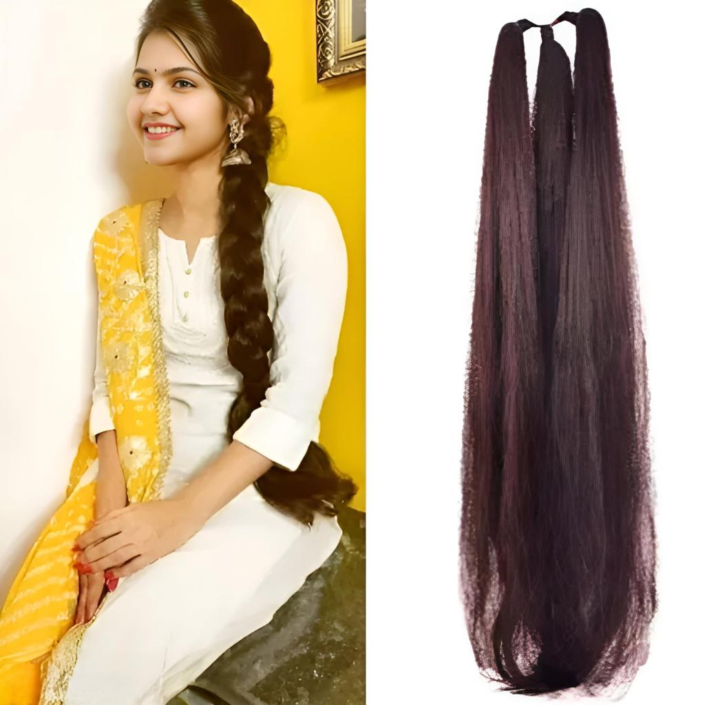 India Fashion Kart Nice Look Paranda Choti Brown Colour 26 Inch Instant Ready For Fashionable Hair Extension