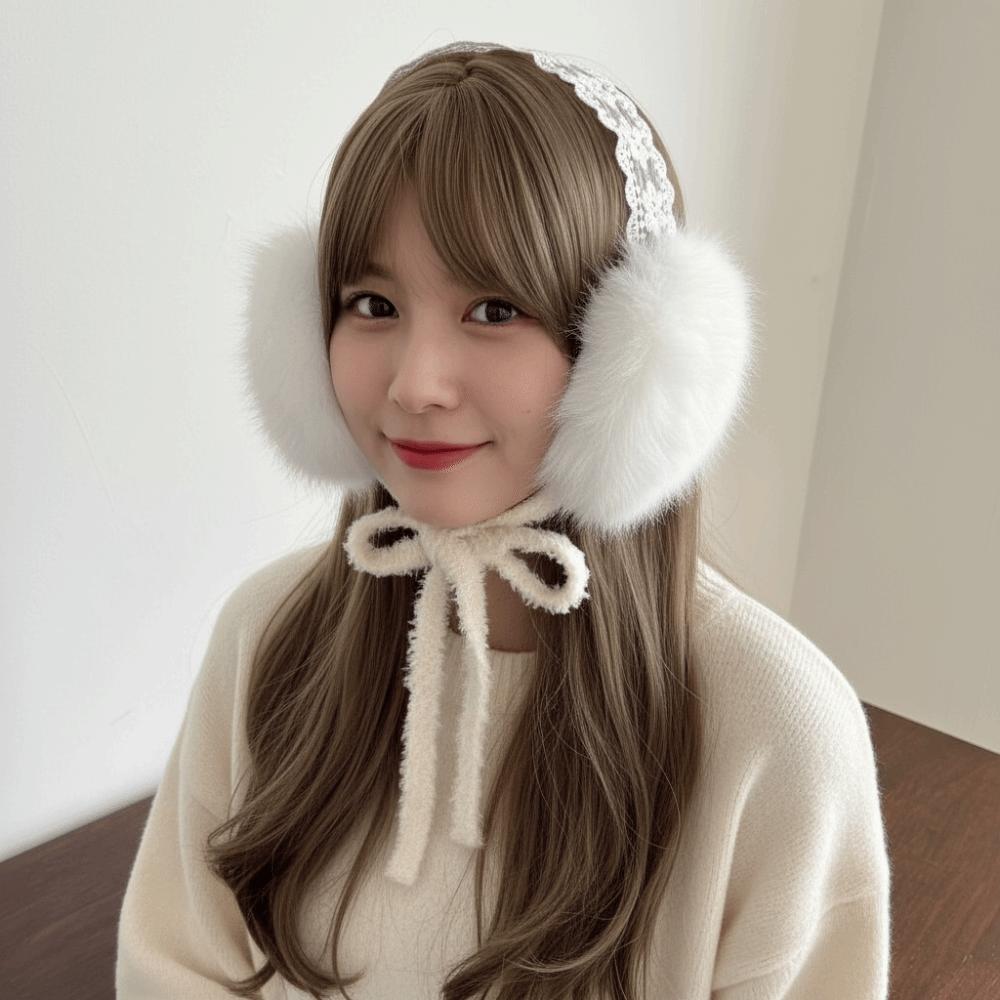 JK Headwear Lace Plush Earmuffs Ear Cap Warm Ear Muffs Comfortable Winter Earmuffs  Skiing