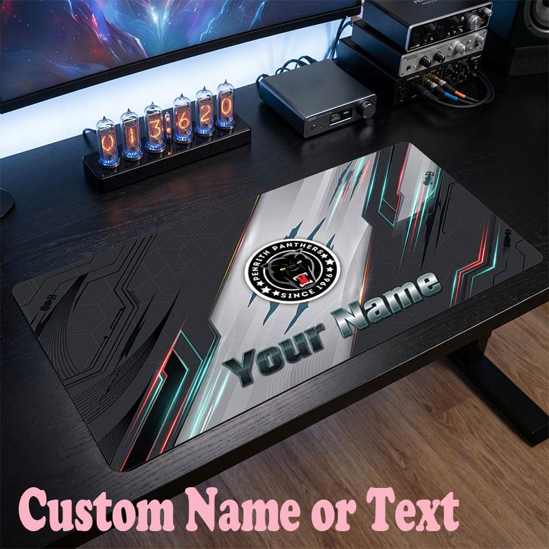 Penrith Panthers Customized Name Text Mouse Pad, Large Desk Mouse Mat Personalized Home Office Present