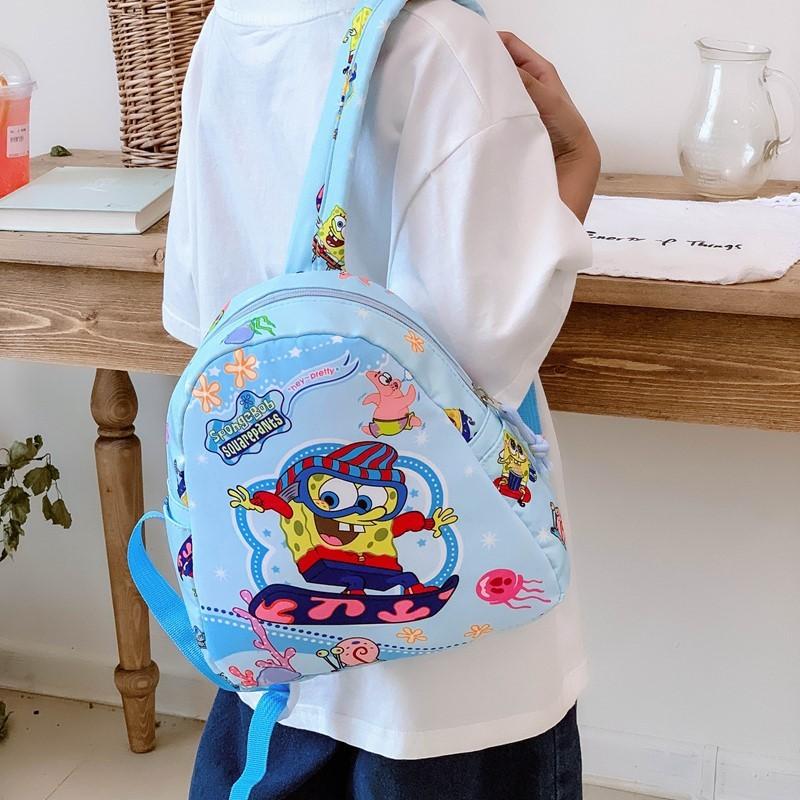 Patrick Spongebob Star Sports Surfing Eating Popcorn Printed Children Backpack