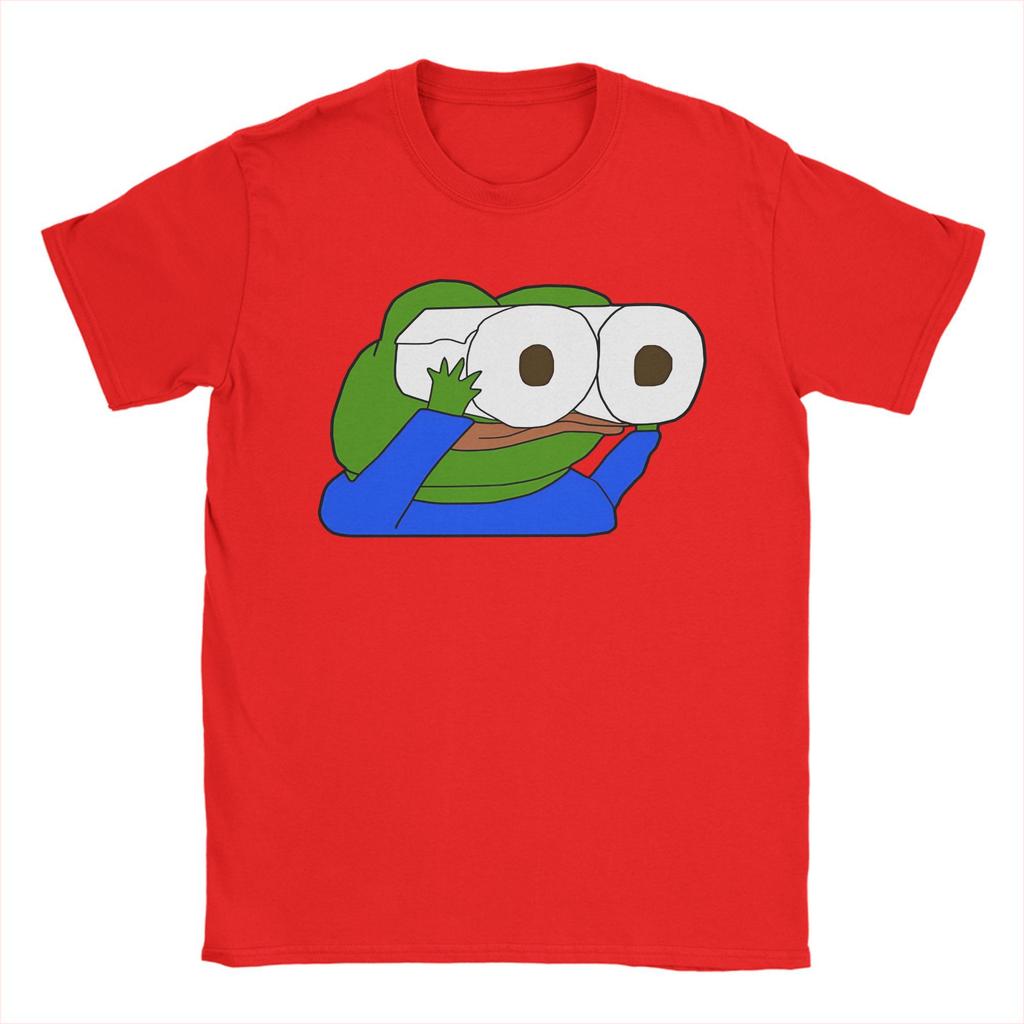 Pepes Toilet Paper Roll Binoculars Printed T Shirt Men Women Funny Meme Pure Cotton Tee Shirt Clothing