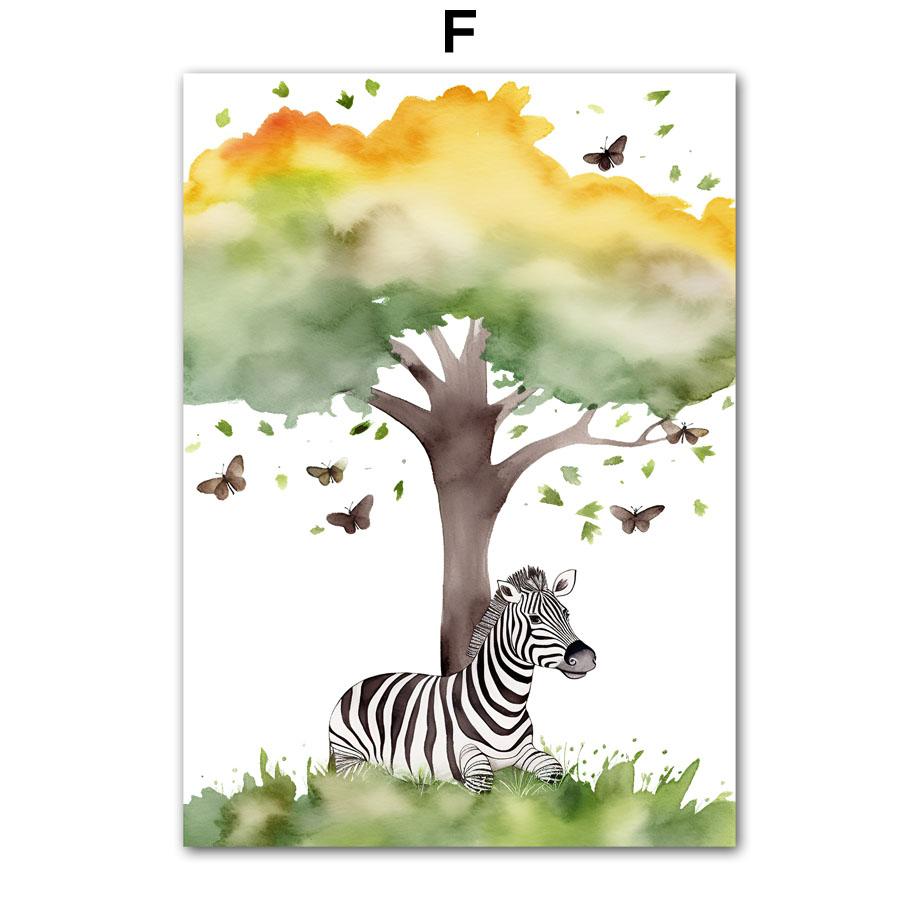 Watercolor Giraffe Elephant Lion Monkey Zebra Wall Art Canvas Painting Cartoon Posters And Prints Pictures Baby Kids Room Decor