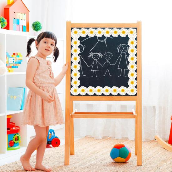 Sunflower Bulletin Board Border Roll Self-Adhesive Classroom Decor Floral Trim for Blackboard Whiteboard DIY Wall Decal
