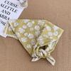Headscarf Summer women's pastoral floral cotton and linen small square scarf small fresh high-grade lace headband silk scarf scarf