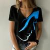 Women's Fashion Abstract Portrait 3D Print T-Shirts Oversized Short Sleeve V-Neck T-Shirt Female Streetwear Girl Woman Tees Tops