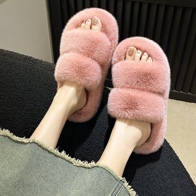 

Дім нові товстопідошовні 2025 мафін збільшуючі зріст капці жінки носять пухнасті туфлі маленькі плюшеві бавовняні весна та осінь пухнасті 35 рожевий