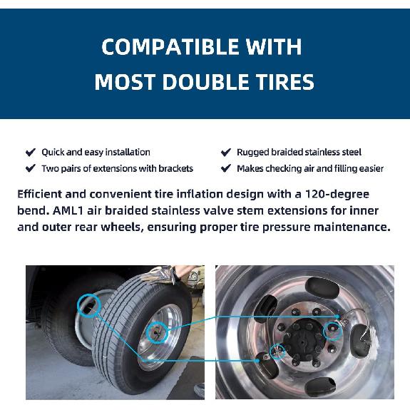 Double Tires Air Inflation Kit, Tire Valve Extension, Valve Stem Extenders, Valve Stem Extension, Easy Connecting To Tire Valves And Equipment And