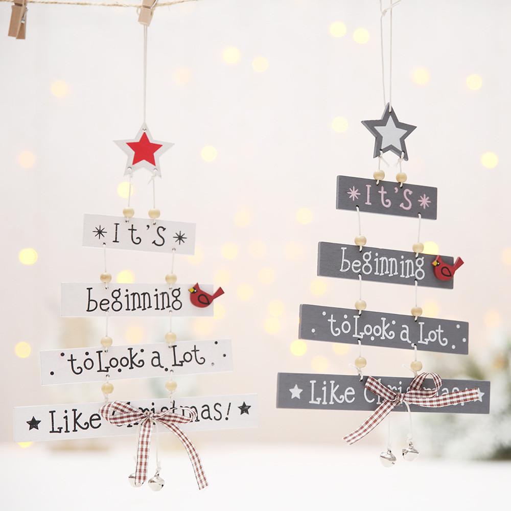 Wooden Whimsical Christmas Tree Ornaments Colorful Letter Features For Holiday Joy