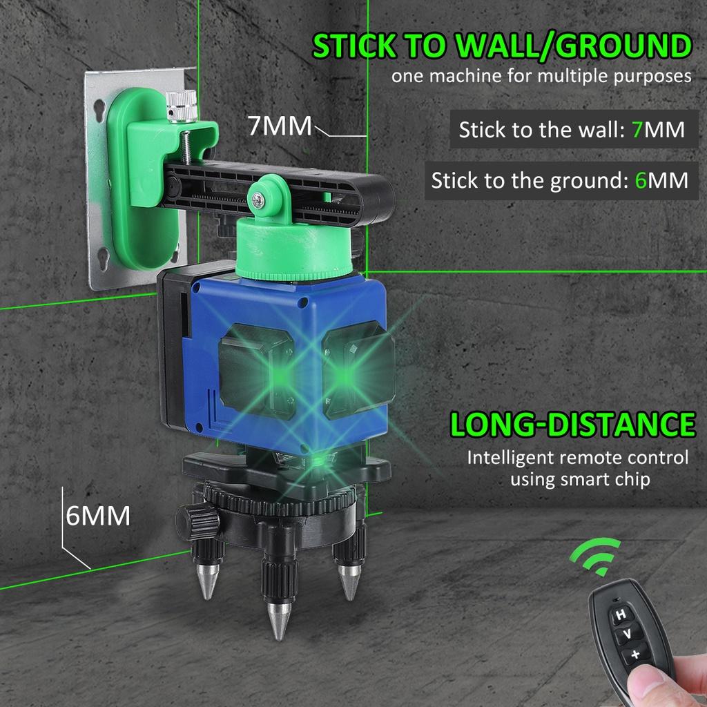 6000mAh 12Lines Laser levels Green Beam 360 Horizontal Vertical Cross Self-Leveling With 2 Battery And Remoter Laser Levels New