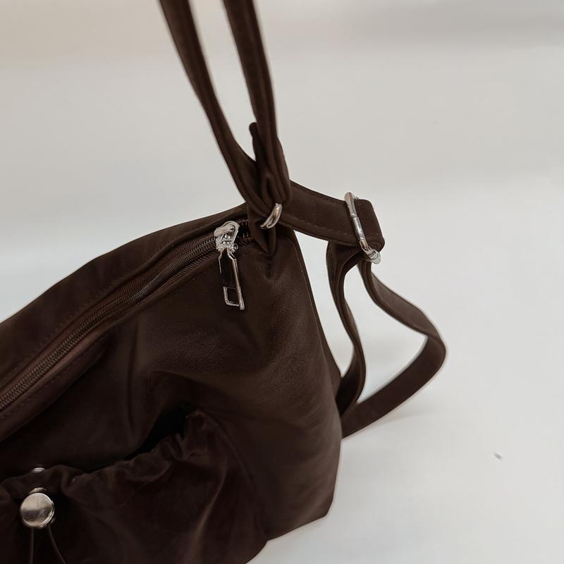 Slouchy Shoulder Bag with Front Pouch Large Capacity Everyday Fashion Tote Bag