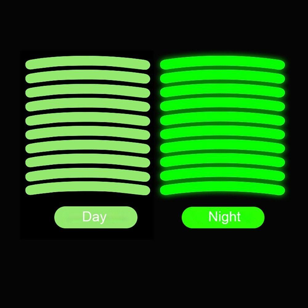 20PC  Wheel Hub Reflective Sticker Universal Fluorescence Luminous Stripe Tape Car Motorcycle Decals Night Driving Safety