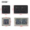EIOMR 13A UK Standard Plug Power Wall Socket and Switch 250V, with USB Type-C Charger Port 5V 2.1A, Black PC Curved Frame Panel