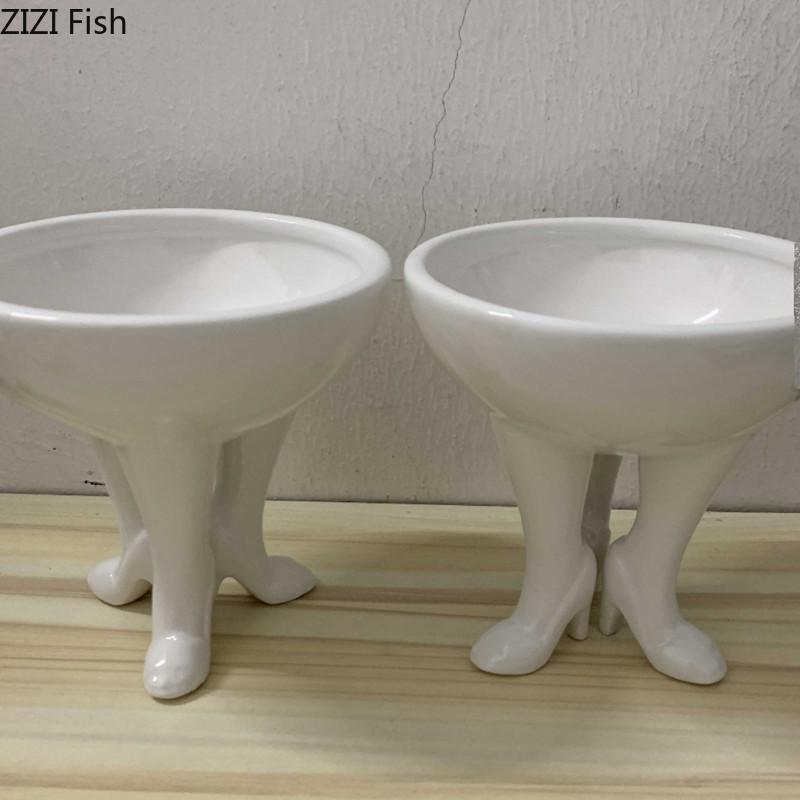 Cute Three Legged Fruit Plate Creative Ceramic Plate Birthday Party Snack Dessert Plate Modern Home Table Decoration Tableware