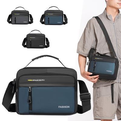 Men's Crossbody Bag Color Blck Handbag Multi-Layer Business Commuter Shoulder Bag