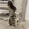 Girls' Korean Style Casual Sweater Set - Versatile Hooded Knitted Cardigan for Autumn and Spring