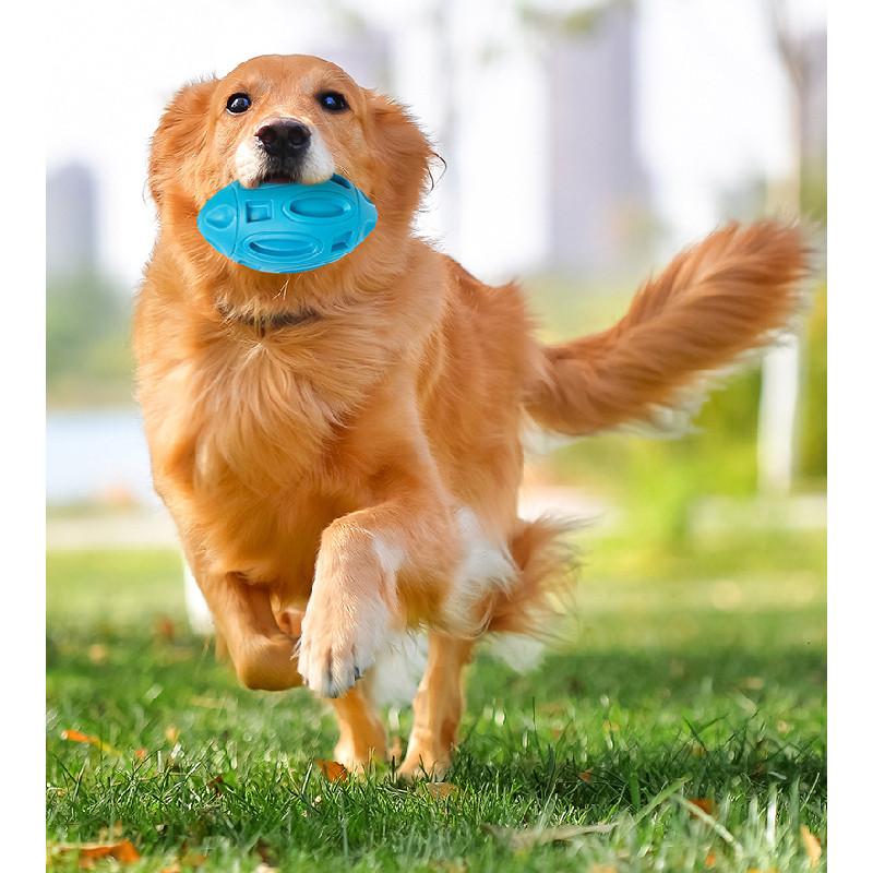 Rugby Ball Dog Squeaky Toy Pet Chew Balls For Medium Large Dogs Gift Durable