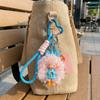 Soft Rubber Curly Hair Doll Keychain Colorful Bag Pendant Sweet Halyard Heart Keyring  Kids Gift
