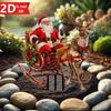 2D Santa & Reindeer Sled Garden Card. Weather-resistant Outdoor Decor for Courtyard & Flowerpots. Creative Holiday Gift.
