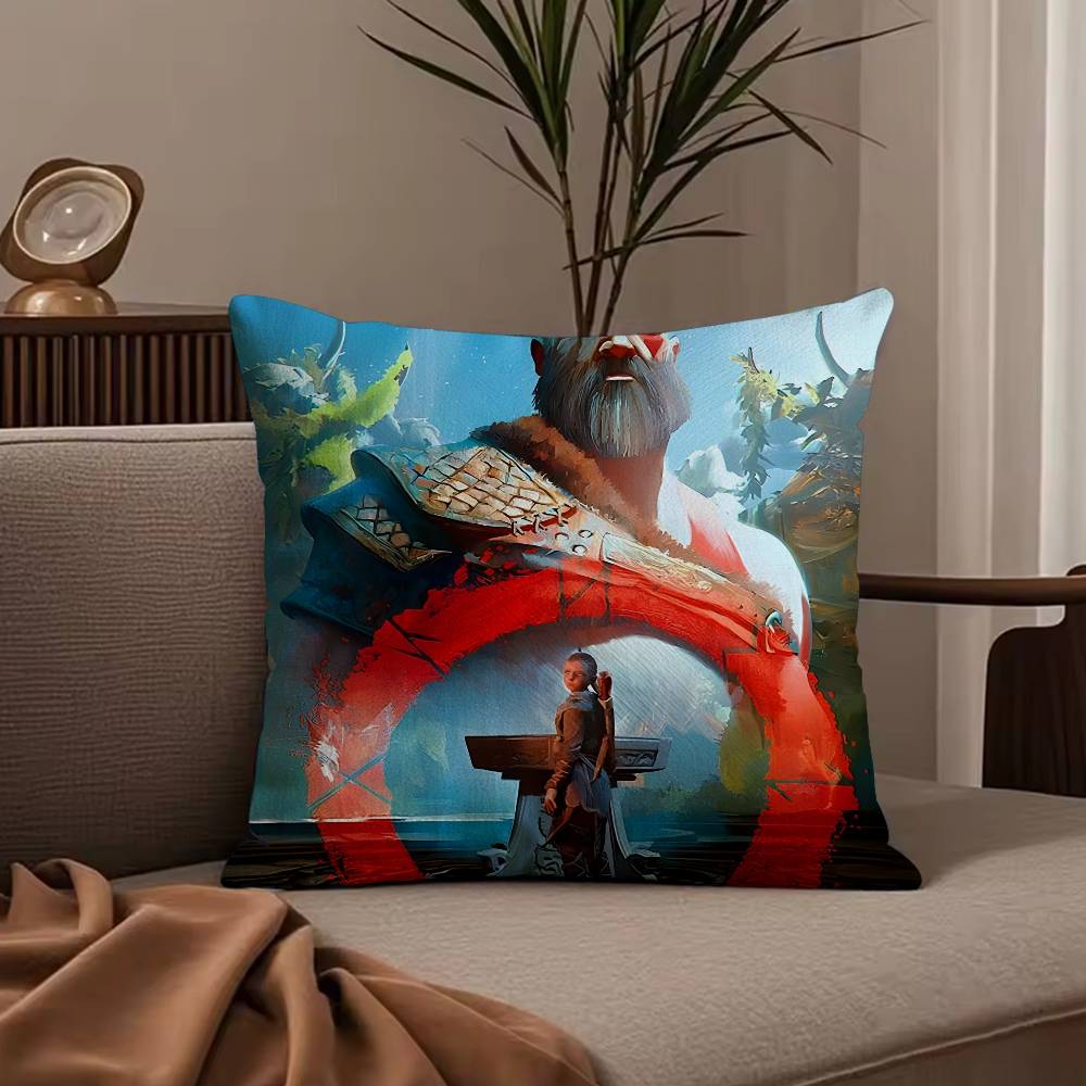 Anime G-God of W-War Ragnarok Pillow Case Anti-dustmite Pillowcase Invisible zipper silky short plush Sofa cushion cover