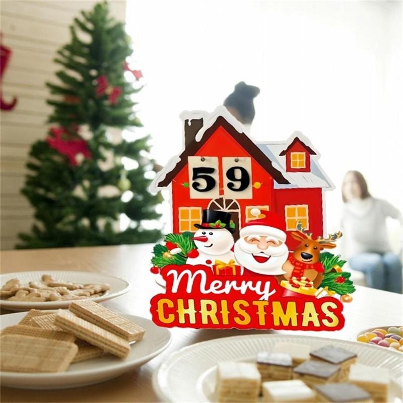 Wood Christmas Calendar Desktop Decor New Year Decorations for Home Offices Tabletop Ornament 2024 Navidad Gift