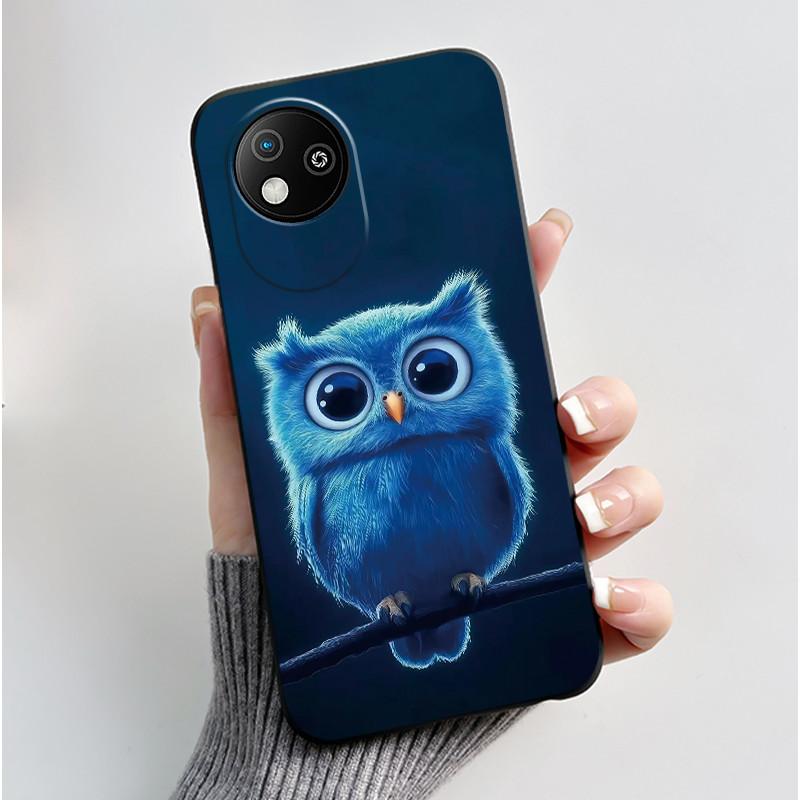 For ZTE Blade A35 Lite/A35 Core Jelly Soft Black Cover Romantic Scenery Pattern Coconut Tree Wildflower Sunflower Casing