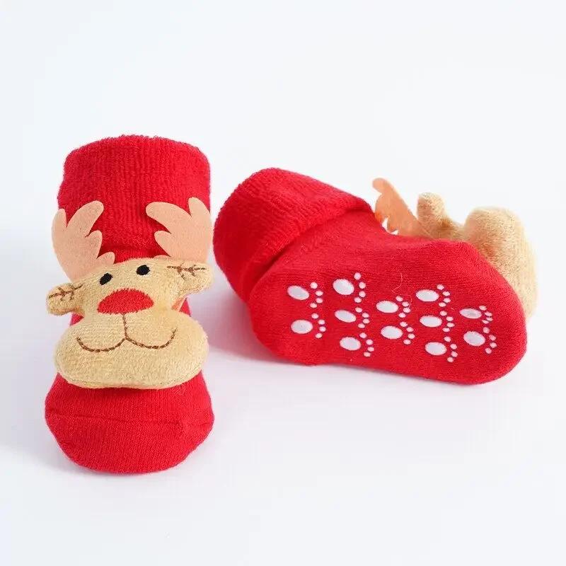 Kinder Kindersocken für Mädchen Jungen Verdicken Druck Baumwolle Kleinkinder Baby Weihnachtssocken für Neugeborene Säugling Kurze Socken