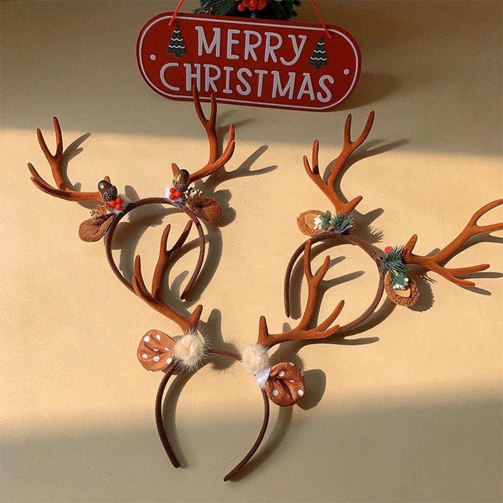 Christmas Decoration Antlers Headband Elf Deer Horn Hair Band Cute Christmas Headband  Girl