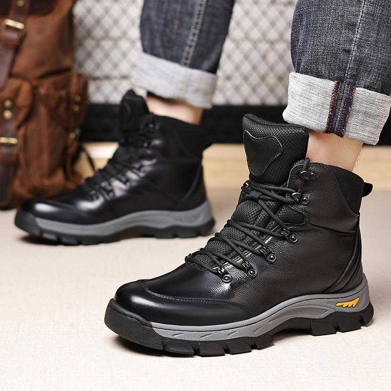 Snow boots winter men's thick-soled warm shoes men's cotton shoes with integrated fur men's outdoor Northeast cold-proof large cotton shoes