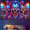 2D Blacklight Evil Clown Backdrop with Glowing Skulls Halloween Party Decor