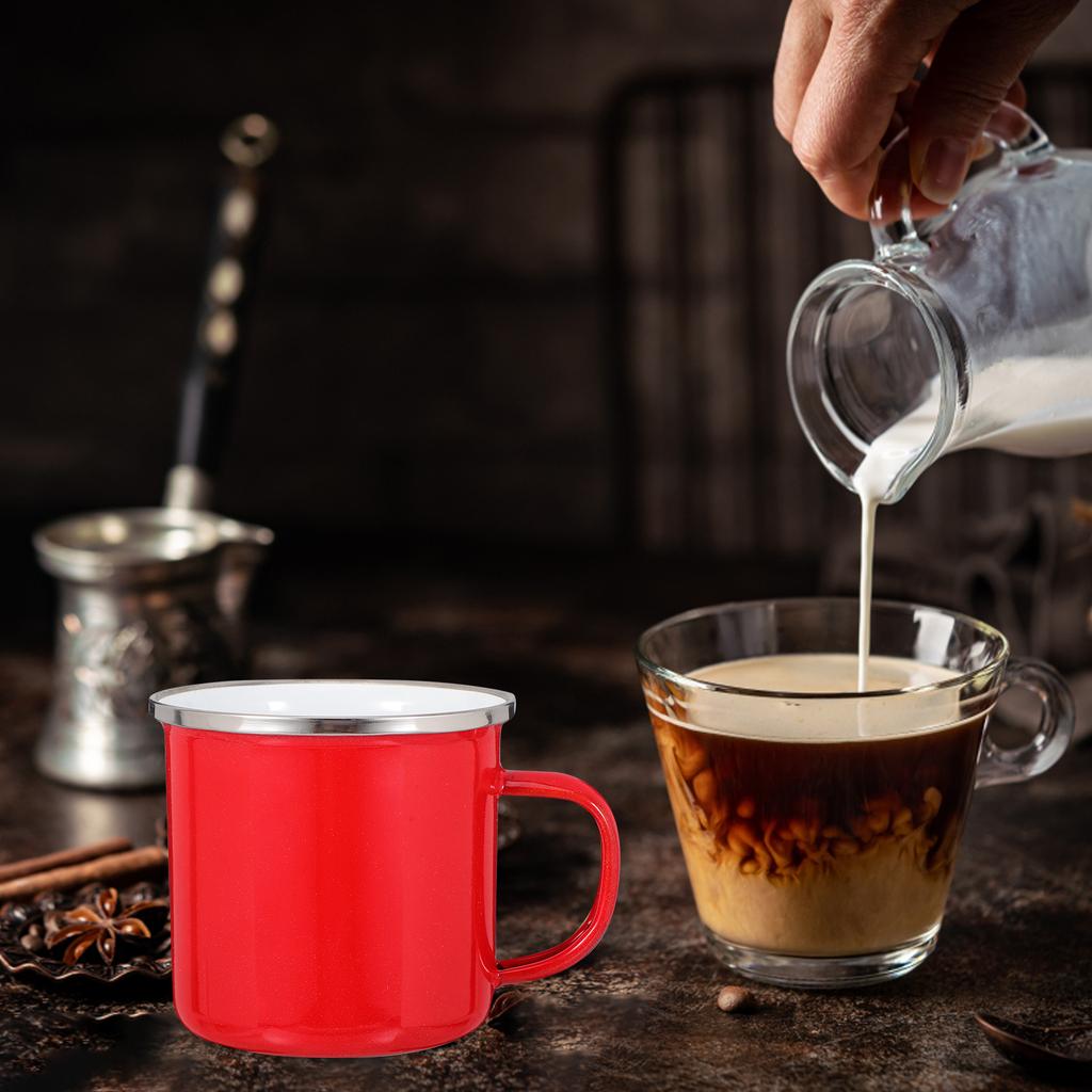 500ml Enamel Water Cup Sleek Design Stainless Steel Rim Comfort Grip Ideal Hot Cold Drinks Versatile Home Office Camp
