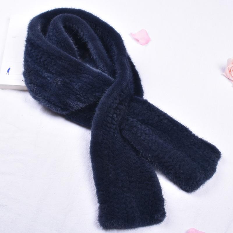 Real Mink Fur Knit Scarf for Women Winter Warm Fur Shawls Colorful Shoulder Warmer Long Mixed Hand-made Neck Warm Scarf