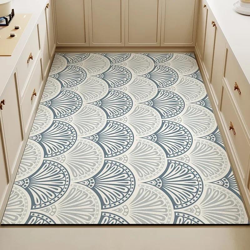 Carpet for Kitchen Pvc Floor Mat Large Size Waterproof Non-slip Carpets Leather Anti-oil Foot Mats Retro Home Decoration Rug