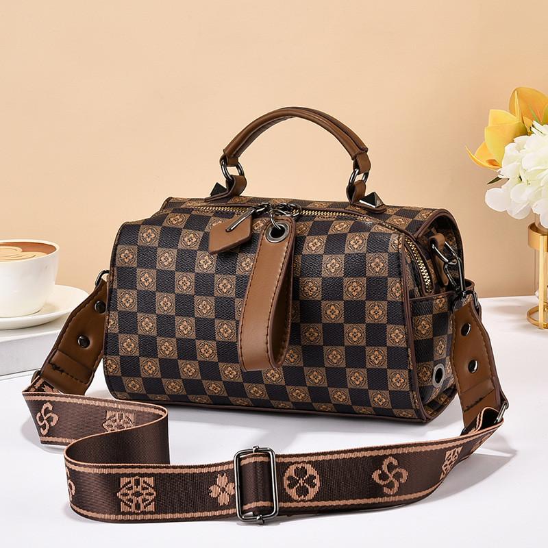 Elegante Borsa a Mano da Donna Boston di Alta Gamma Borsa a Tracolla Casual in Caffè o Kaki