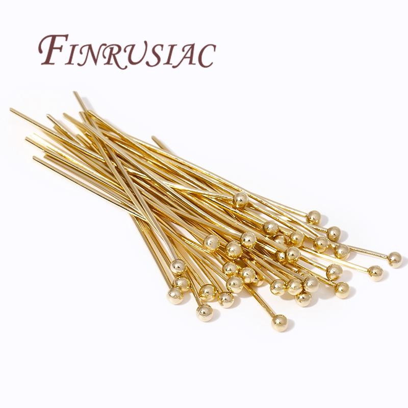 Pins For DIY,50Pcs/Lot 14K Real Gold Plated Pins For Jewelry,Pins with Ball,Bracelets/Earrings Accessories
