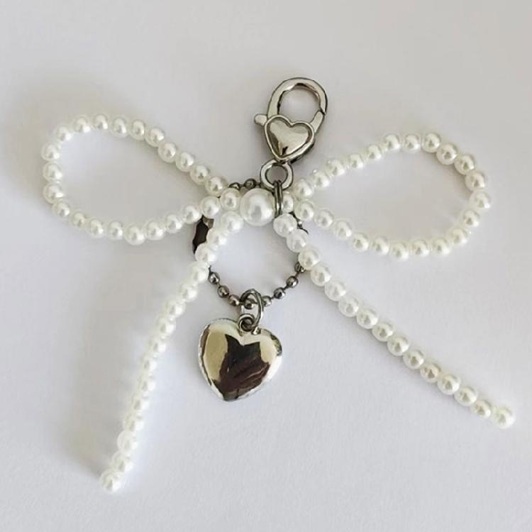 Elegant Bowknot Beaded Keychain Charm Fashionable Keyring Charm Beaded Charm Pendant Handbag Charm Suitable for Women