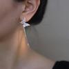 Korean female lead~ Zircon butterfly asymmetric tassel earrings light luxury high-end temperament earrings versatile earrings women