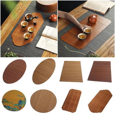 Multicolor Bamboo Tea Mat Multi-shape Heat Insulation Hand-woven Tea Mat Anti Scalding Zen Tea Mat Tea Ceremony Supplies