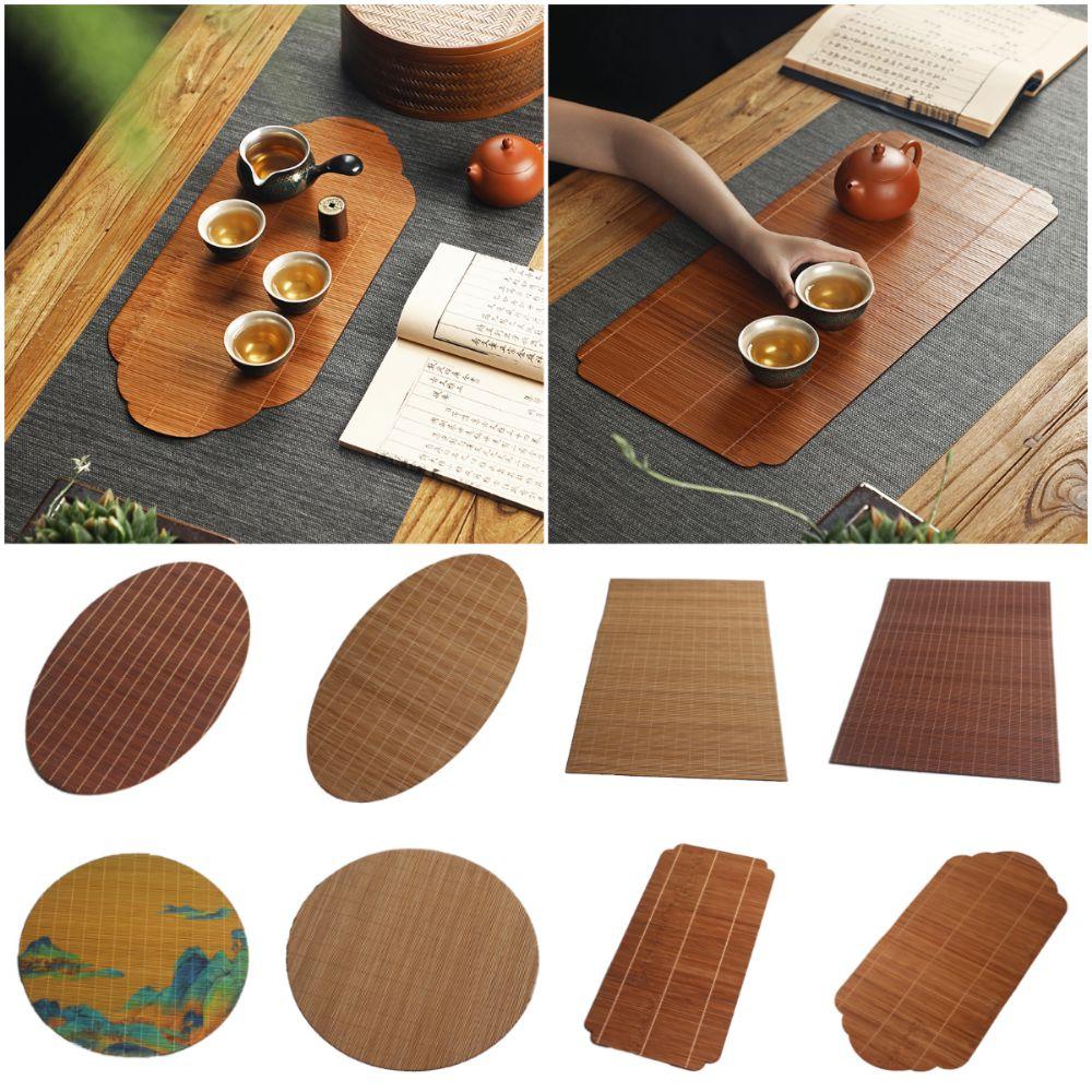 Tappetino da tè in bambù multicolore, isolante termico, anti-scottatura, accessori per cerimonia del tè, tappetino da tè intrecciato a mano, multiforma