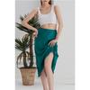 Leopard Pattern Satin Midi Length Brown Skirt