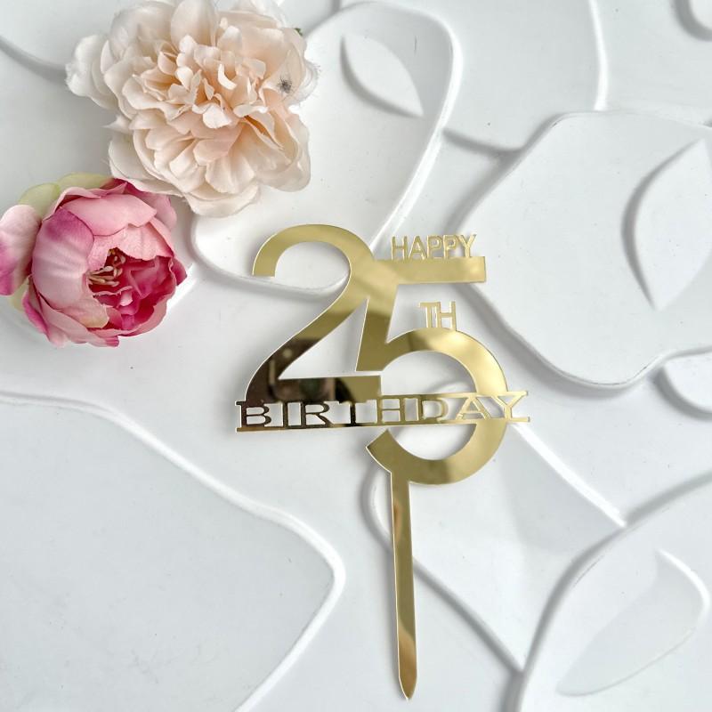 3pcs/set Acrylic 25/50 Happy Birthday Party Cake Toppers 25/50th Anniversary Party for Party Cake Decoration
